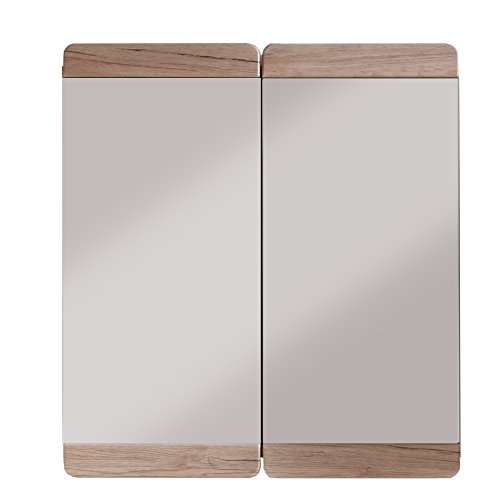 trendteam Camerino de baño con espejo Espejo Malea, 65 x 70 x 15 cm en acabado roble claro San Remo con mucho espacio