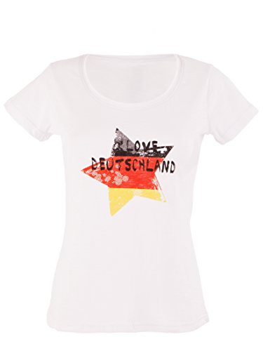 Ultrasport Damen I Love Deutschland - Camiseta para Mujer, diseño con Estrella y Bandera de Alemania Blanco Blanco Talla:Extra-Large Ultrasport Damen I Love Deutschland - Camiseta para Mujer, diseño con Estrella y Bandera de Alemania Blanco Blanco Talla:Extra-Large