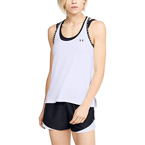 Under Armour UA Knockout Tank, Camiseta de Tirantes, Camiseta Deportiva para Mujer Mujer, Blanco, M