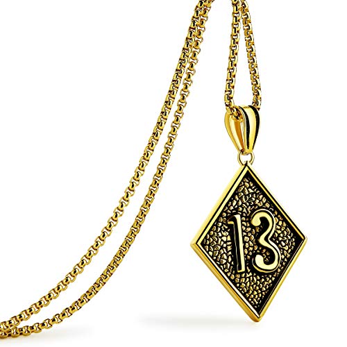 Valily Collar Numero 13 con Colgante Acero Inoxidable Chapado en Oro de 18K Número de la Suerte Encanto con Cadena de 24 Pulgadas