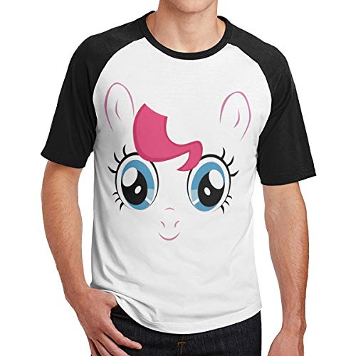 WoodWorths My Little Pony Pinkie Pie Big Face Camiseta de Manga Corta para Hombre Camiseta de Fitness Camisetas Contraste(S,Negro)