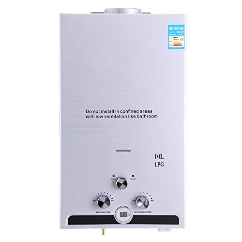 Z ZELUS 10L Calentador de Agua LPG Calentador de Agua Instantáneo 20KW Calentador de Agua de Gas Licuado de Petróleo sin Tanque (10L)