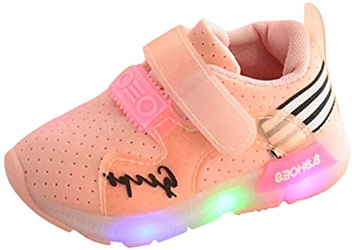 Zapatilla de Deporte, K-youth® Zapatos Deportivos Otoñales Luces LED Zapatillas Deportivas Niños Calzado Infantil Zapatos para Bebe Zapato de Malla Antideslizante (Longitud: 13CM, Rosa)