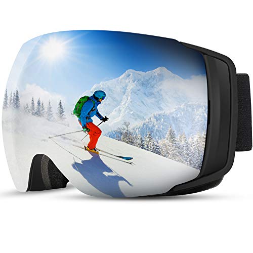 [2019 Nuevo] TDW Gafas de Esquí Anti-niebla, Lente magnética con Hebilla fija con Protección 100% UV, Esponja de 3 Capas,Compatible con Casco, Seguridad para Esquiar, Patinar y otros Deportes de Nieve