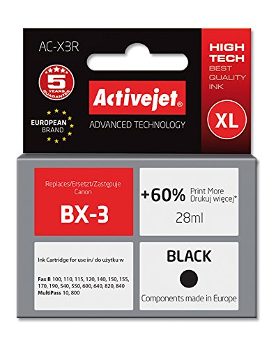 ActiveJet AC-X3R Cartucho de Tinta Compatible Negro - Cartucho de Tinta para impresoras (Compatible, Tinta a Base de pigmentos, Negro, Canon, Impresión por inyección de Tinta, 28 ml)