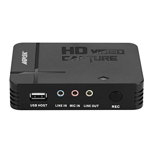 AGPTEK Game Capture HD - Capturadora para Grabar, Compartir y Reproducir partidas de Xbox/Playstation (H.264, USB 2.0, HDMI/YPBPR, Mic-In)