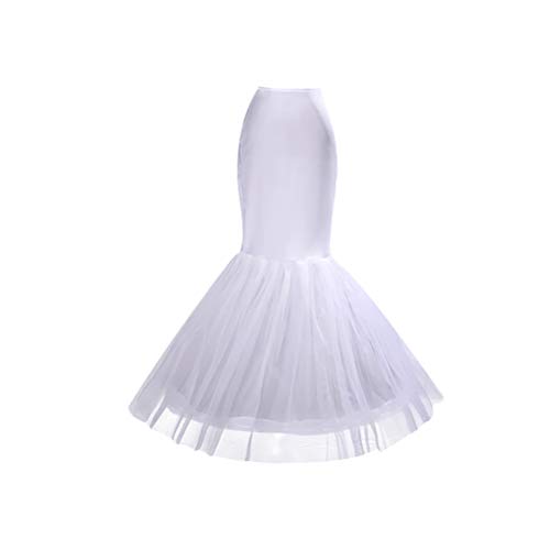 Amosfun Vestido de Novia de Sirena con Cola de Pescado Blanco Enagua Nupcial Slips Underskirt Boda Día de San Valentín Regalo de cumpleaños para Mujeres (Blanco, Tamaño Libre)