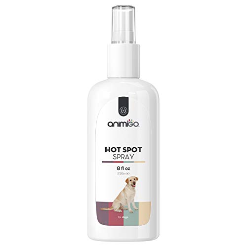 Animigo Spray Puntos Calientes para Perros | Spray Natural para Dermatitis, Hot Spots, Picores, Enrojecimientos e Irritaciones | Cuidado Piel y Pelo | con Árbol de Té, Aloe Vera y Camomila | 236 ml