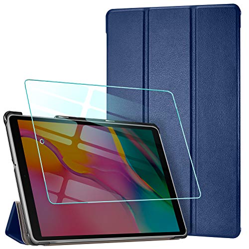 AROYI Funda + Protector Pantalla para Samsung Galaxy Tab A T510/T515 10.1 2019 Carcasa Silicona TPU Smart Cover Case con Soporte Función para Samsung Galaxy Tab A T510/T515 10.1 2019 - Azul