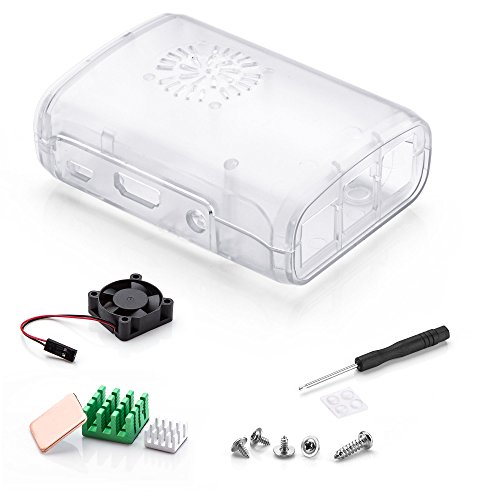 Aukru Transparente Caja + Disipador de Calor + Mini Fan para Raspberry Pi 3 Modelo B, B+