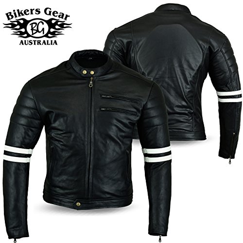 Australian Bikers Gear chaqueta moto Cafe Racer en color negro envejecido y rayas rojas oxblow con protecciones homologadas y extraíbles en talla XL
Australian Bikers Gear  chaqueta moto Cafe Racer en color negro envejecido y rayas blancas  con proteccion