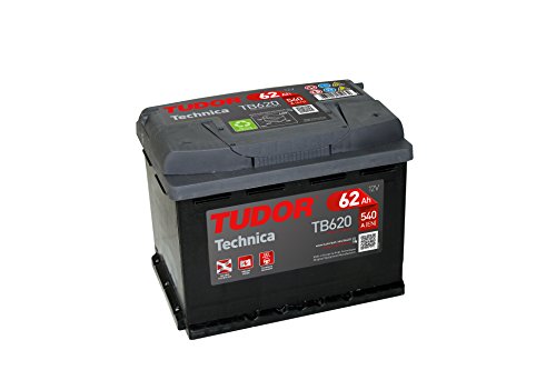 Batería para coche Tudor Exide Technica 62Ah, 12V. Dimensiones: 242 x 175 x 190. Borne derecha.