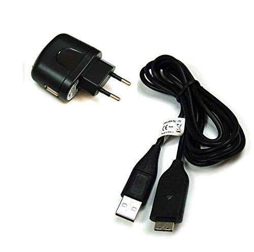 bg-akku24 - Cargador y Cable de Carga, Cable de Datos, Cable USB para Samsung PL20,PL21,PL200,PL201,PL210,PL211,PL50,PL51,PL55,PL60,PL65,PL80,PL81,SH100,ST30,ST45,ST50,ST500,ST510,ST5000,ST5500