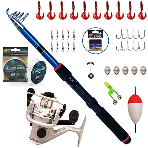 BPS Kit Combo de Pesca Incluye Caña de Pescar Spinning Telescópica Carrete de Pesca Cebos y Accesorios de Pesca para Mar de Agua Salada de Agua Dulce OZL-01071 * 1