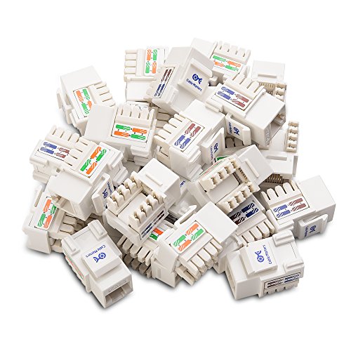 Cable Matters [UL Listed] 25-Paquetes de Cat6 RJ45 Keystone Jack en Blanco y Keystone Punch-Down Stand