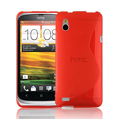 Cadorabo Carcasa para HTC Desire V móvil en Inferno Rojo Funda Carcasa Flexible de TPU Silicona en S Line de diseño Carcasa de Silicona Soft Back Cover Case Bumper Inferno de Color Rojo