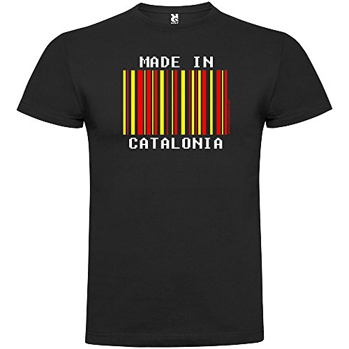 Camiseta Catalunya Made in Catalonia Manga Corta Hombre Negro XL
