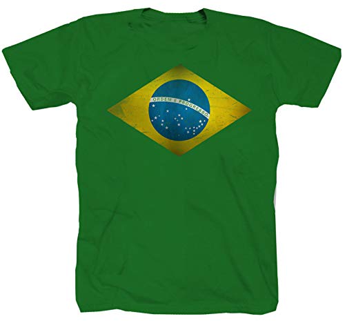 Camiseta de manga corta, diseño de Brasil, color verde Kelly Green S