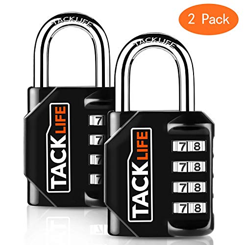 Candados de seguridad, Tacklife HCL1B Heavy Duty de 4 digitos codigos de combinacion reprogramables equipaje cerraduras, cerraduras para indoor & Outdoor uso diario