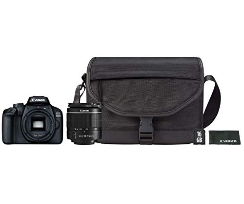 Canon Kit EOS 4000D CÁMARA Reflex 18MP Full HD DIGIC4+ WiFi + Objetivo EF-S 18-55mm + Bolsa DE Hombro + Tarjeta SD 16GB