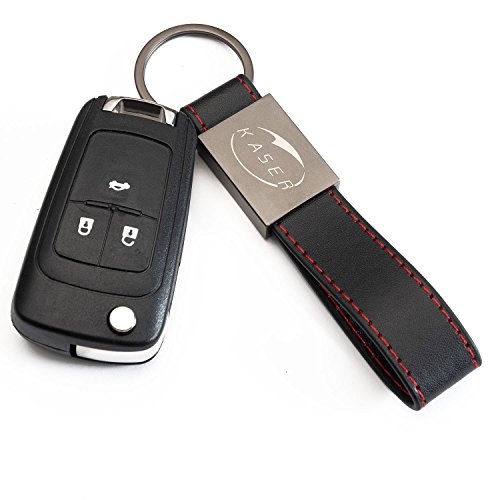 Carcasa Funda Llave Remoto Mando para Chevrolet 3 Botones Cruze Aveo Spark Captiva con Llavero de Cuero KASER Carcasa Funda Llave Remoto Mando para Chevrolet 3 Botones Cruze Aveo Spark Captiva con Llavero de Cuero KASER