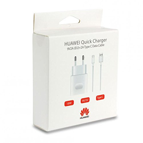 Cargador Original Huawei con Cable Type-C para P9 P10 Plus Mate 9 10 Honor 8 G9 Fast Charger Quick Charge Cargador, Carga rápida AP32 Blister Paquete Oficial 18 W