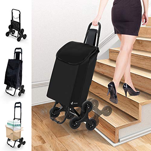 Carro Compra Plegables 6 Ruedas, Carrito Compra Subir Escaleras, Cada Lado 3 Ruedas, Impermeable 35L