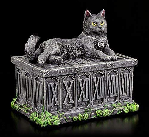 Cartas de Tarot Estuche con Negro Gato Tarot Box Lata Almacenamiento Cáscara Fantasía Gótica Figura
