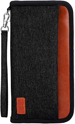 Cartera de Viaje para Pasaporte,Bloqueo de RFID Portadocumentos de Cuello Organizador Documentos Familiares Resistente Bolsa de Documentación para Dinero Móvil Billetes Tarjeta de Crédito(Negro) Cartera de Viaje para Pasaporte,Bloqueo de RFID Portadocumentos de Cuello Organizador Documentos Familiares Resistente Bolsa de Documentación para Dinero Móvil Billetes Tarjeta de Crédito(Negro)