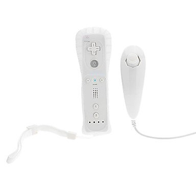 CECT STOCK Remote Controller Nunchuck construido en el más del movimiento para Wii Funda de silicona (blanco)