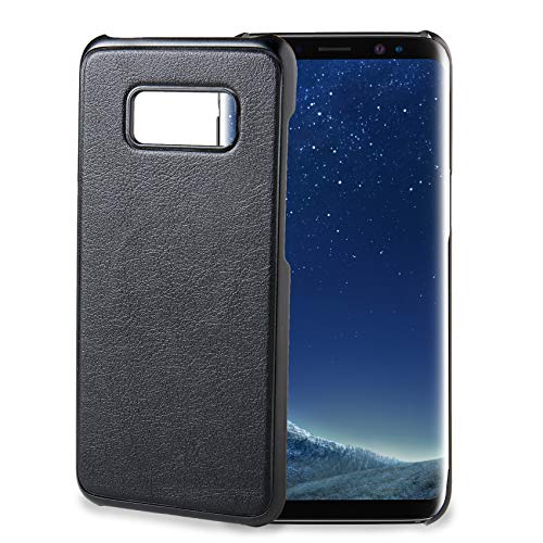 Celly Funda imantada Samsung Galaxy S8 Plus, Carcasa Magnética con Bordes de policarbonato y Textura de Piel sintética, Negro