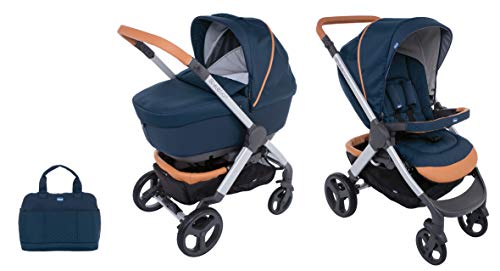 Chicco StyleGo Up - Cochecito con Capazo y Silla de Paseo, Compacto y plegable, Color Azul (Iconic Blue)