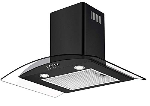 CIARRA CBC6B506 Campana Extractora Cocina Cristal 60 cm - 550 m³/h 100W 56dB,3 Velocidades de Extracción, Evacuación al Exterior y Recirculación Interna por Filtro de Carbón CBCF002 - Negro