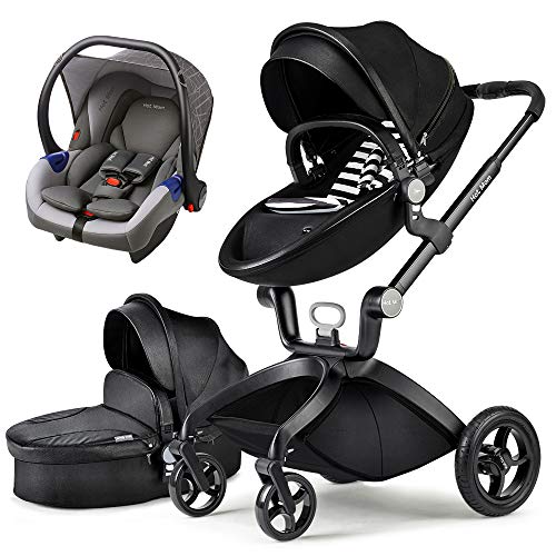 Cochecito de bebé Hot Mom Stroller and Strollers 3 en 1 con silla y capazo, asiento de automóvil extra asequible 2020 F22 lifestyle - Negro 3-1