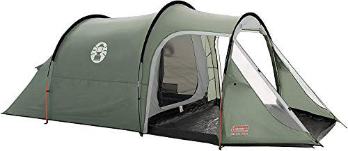 Coleman Coastline 3 Plus Tienda de 3 plazas de campaña de túnel ligera para camping o trekking y senderismo con porche, impermeable hasta 3000 mm de columna de agua, Verde, 3 personas