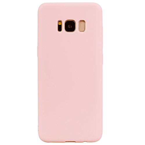 cuzz Funda para Samsung Galaxy S8+{Protector de Pantalla de Vidrio Templado} Carcasa Silicona Suave Gel Rasguño y Resistente Teléfono Móvil Cover-Rosa Claro