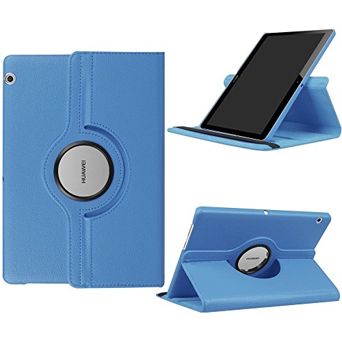 DETUOSI Fundas Huawei MediaPad T3 10 Funda de Cuero Giratoria 360 Grados Smart Case Cover Protectora Carcasa con Stand Función para Tablet Huawei T3 10 Pulgadas -Cielo Azul