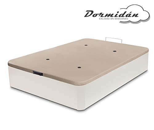 Dormidán - Canapé abatible de Gran Capacidad con Esquinas Redondeadas en Madera, Base tapizada 3D Transpirable + 4 válvulas aireación 105x190cm Color Blanco
