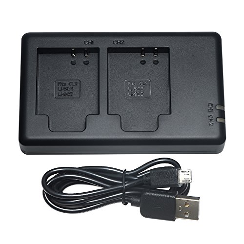 DSTE Fast Charging USB Dual Batería Cargador Compatible para Sony NP-BK1,Panasonic VW-VBX090/HX-WA2/WA20,Olympus Li-60B EN-EL11 LI-50B LI-90B,CASIO NP-150,HDR-AZ1,HDR-AZ1VR,HDR-AZ1VB,HDR-AZ1VW