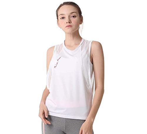 Ducomi tek Camiseta sin Mangas Deportiva para Mujer - Top para Gimnasia, Yoga y Pilates - Tecnología Innovadora y Transpirable para un Secado Rápido - Piel Seca y Máxima Comodidad (Blanco, L)