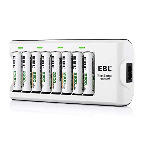 EBL 808A 8 Bay AA AAA Cargador de Pila con 8 Piezas de AA 2300mAh Ni-MH Baterías Recargables EBL 808A 8 Bay AA AAA Cargador de Pila con 8 Piezas de AA 2300mAh Ni-MH Baterías Recargables