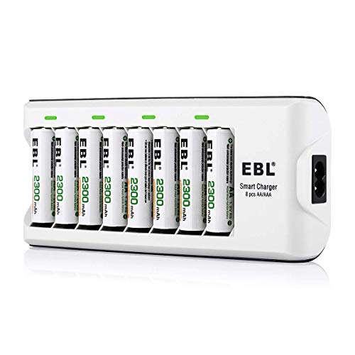 EBL 808A 8 Bay AA AAA Cargador de Pila con 8 Piezas de AA 2300mAh Ni-MH Baterías Recargables