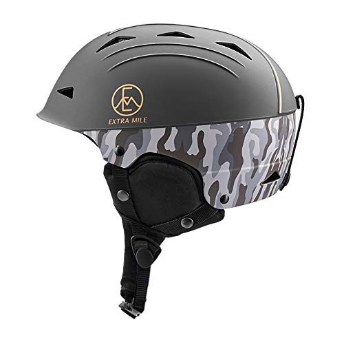 Extra Mile Casco de Esquí Hombre, Casco de Esquí Mujer Tamaño Ajustable, Casco de Snowboard para Adulto Adolescente con Forro y Orejeras Extraíbles para Esquiar y Snowboard