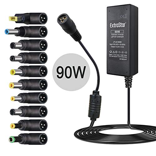 EXTRASTAR 15V 16V 18.5V 19V 19.5V 20V 4.5A 90W Cargador de Adaptador de alimentación Universal para Acer Fujitsu Gateway DELL HP Lenovo Samsung Sony Toshiba Laptop con 10 Conectores