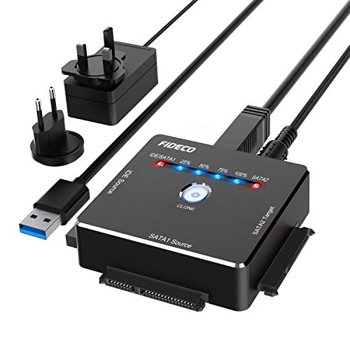FIDECO USB IDE o SATA Adaptador, Adaptador de Disco Duro de Aluminio USB 3.0 para 2,5/3,5 Pulgadas SATA HDD/SSD & 3,5 Pulgadas IDE HDD, Apoyo Fuera de Línea clon FIDECO USB IDE o SATA Adaptador, Adaptador de Disco Duro de Aluminio USB 3.0 para 2,5/3,5 Pulgadas SATA HDD/SSD & 3,5 Pulgadas IDE HDD, Apoyo Fuera de Línea clon