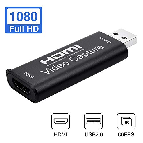 foyar Tarjeta Capturadora HDMI, Convertidor De Captura De Vídeo USB, HDMI A USB 2.0 Capturadora Digitalizadora De Vídeo Game Capture HDMI - USB 2.0 1080P 60FPS HD Dispositivo De Transmisión