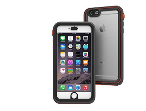Funda Impermeable iPhone 6 Plus con Correa de Catalyst, Material de Grado Militar a Prueba de Impactos y caídas, natación, Accesorios para cruceros, iPhone 6 Plus Waterproof Case - Negro/Naranja