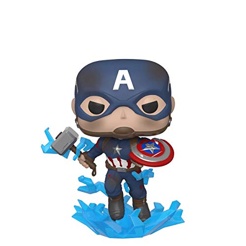 Funko- Pop Marvel: Endgame- Captain America w/BrokenShield & Mjolnir Capt A w/BrokenShield&Mjolnir Colctib Toy, Multicolor, Talla Única (45137)