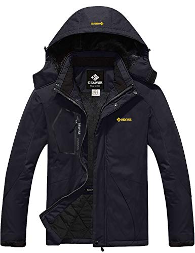 GEMYSE Chaqueta de esquí Impermeable para Hombres Chaqueta de Invierno a Prueba de Viento Impermeable Chaqueta de Lluvia con Capucha (Negro, EU L) GEMYSE Chaqueta de esquí Impermeable para Hombres Chaqueta de Invierno a Prueba de Viento Impermeable Chaqueta de Lluvia con Capucha (Negro, EU L)