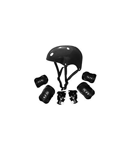 Grupo K-2 - Protección Patinaje | Protección Infantil | Kit de Casco Ajustable, Rodilleras y Coderas | Patinaje, Ciclismo, Monopatín, Deportes Extremos, Scooter | Modelo Kr-006 Negro